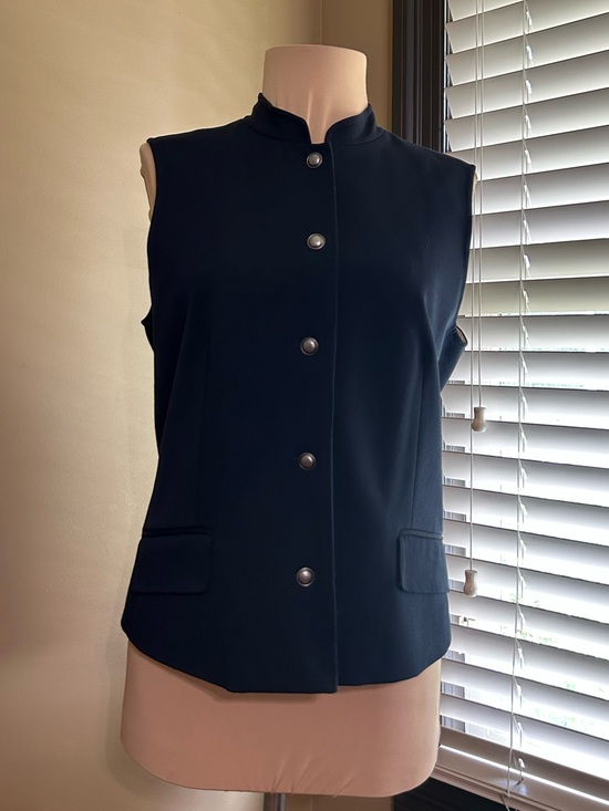 Talbots Jackets & Blazers - Talbots Navy Stretch Sleeveless Button Vest